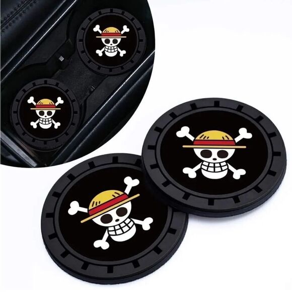 Other - Skull and Crossbones car cup Coasters in black  Set of 2 NWT